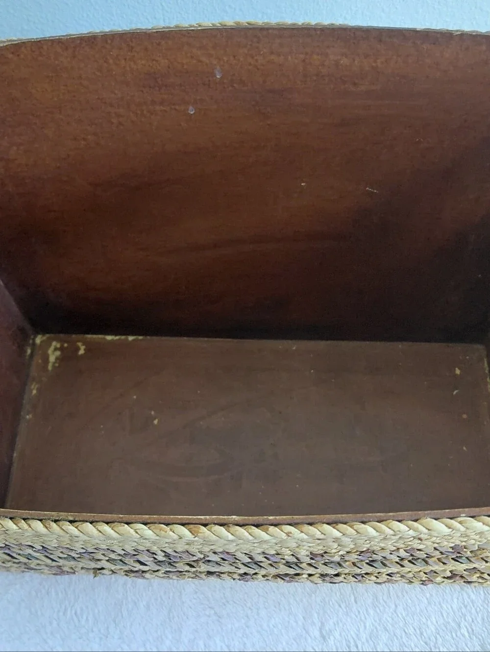 Rare Made in Phillipines wood And Rattab basket Boho Statement